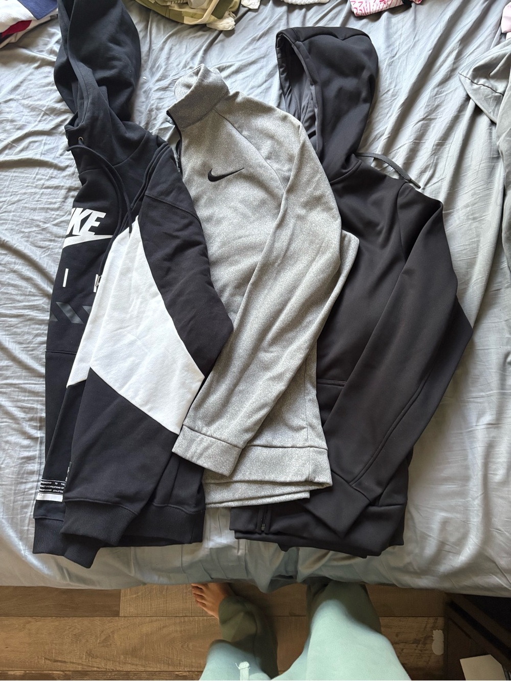 Nike Black, White & Gray Pullover Hoodies Trio